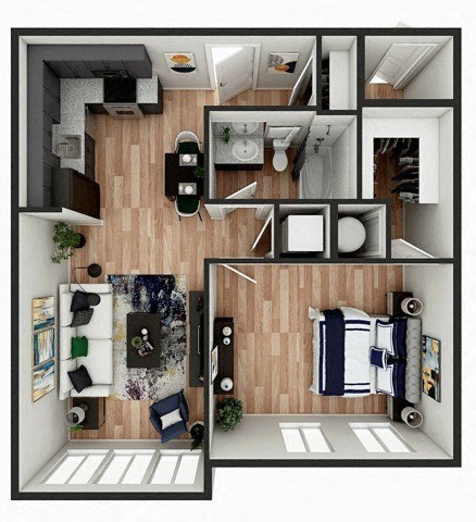 3D Floor Plan Slate at Pure Lowell, Arkansas, 72745